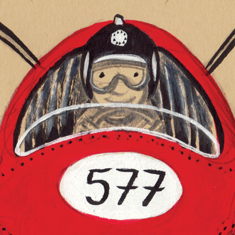 <b>Vintage Racer 577</b> - Gouache, Pencil and Crayon